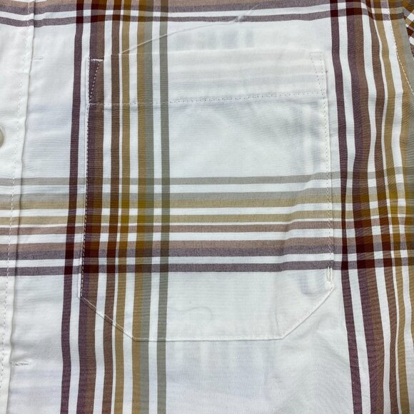 Eddie Bauer Plaid Shirt Men Medium M Brown Button Down Long Sleeve Polo Preppy - Picture 2 of 10